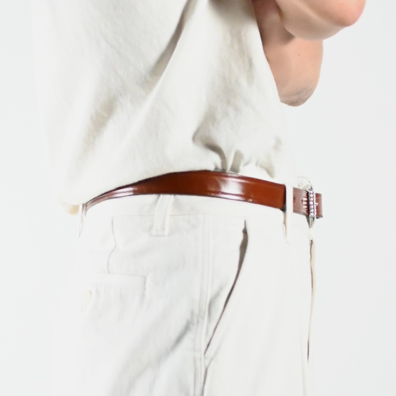 TORY LEATHER / 1 inch "3 -Piece Silver Buckle Belt(OAKBARK/NICKEL)