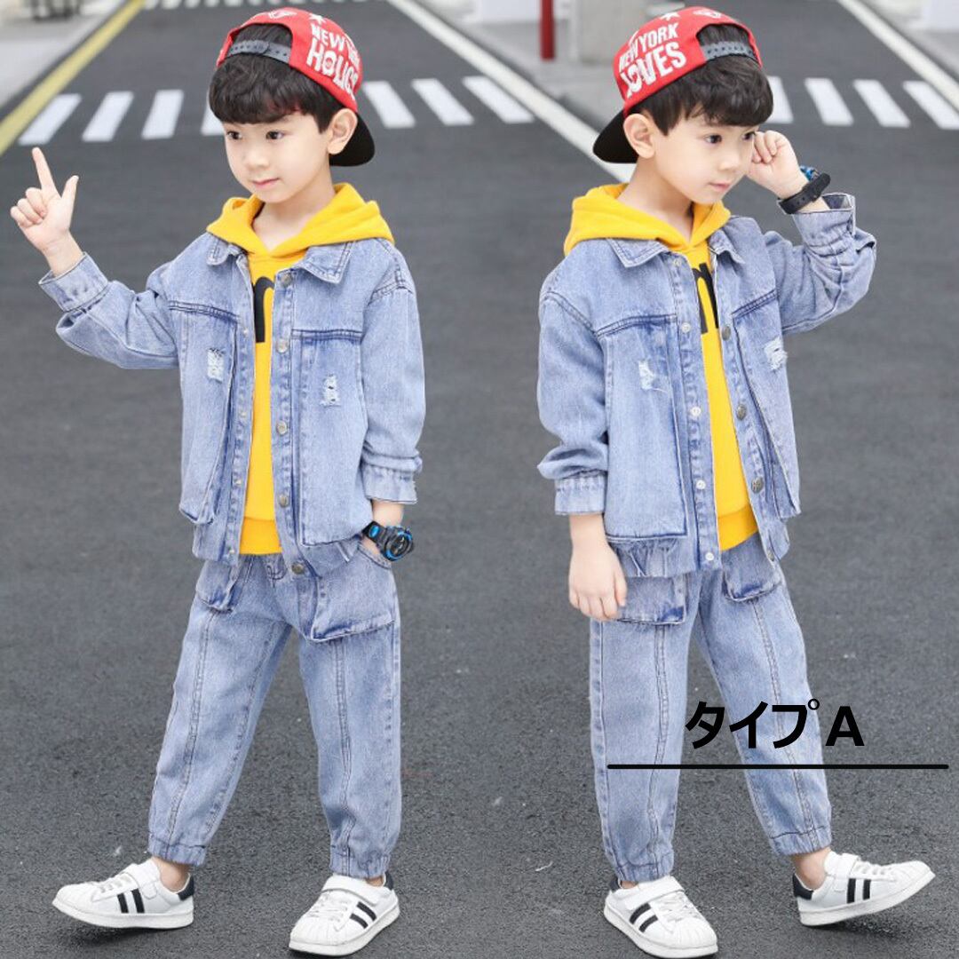 ご予約】バックプリント カジュアルデニムセットアップ 秋冬 子供服