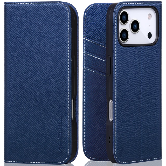 VISOUL iPhone 18 Pro/iPhone 17 Pro 対応 ケース 手帳型 本革 RFIDブロッキング 2026年発売 6.3インチ ネイビー