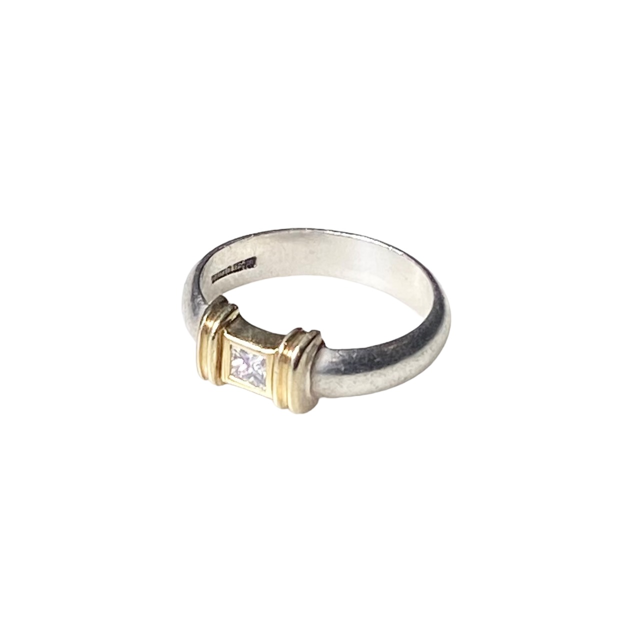 vintage TIFFANY silver × k18 gold Diamond ring