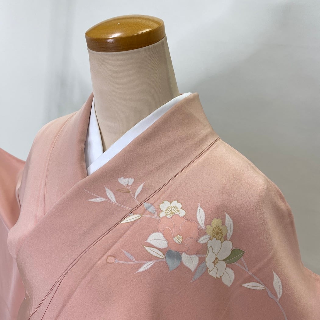 訪問着 中古 古典柄 オシャレ 花柄 緑 ピンク 裄丈68cm 身丈 訪問着 中古 古典柄 オシャレ 花柄 緑 ピンク 裄丈68cm 身丈