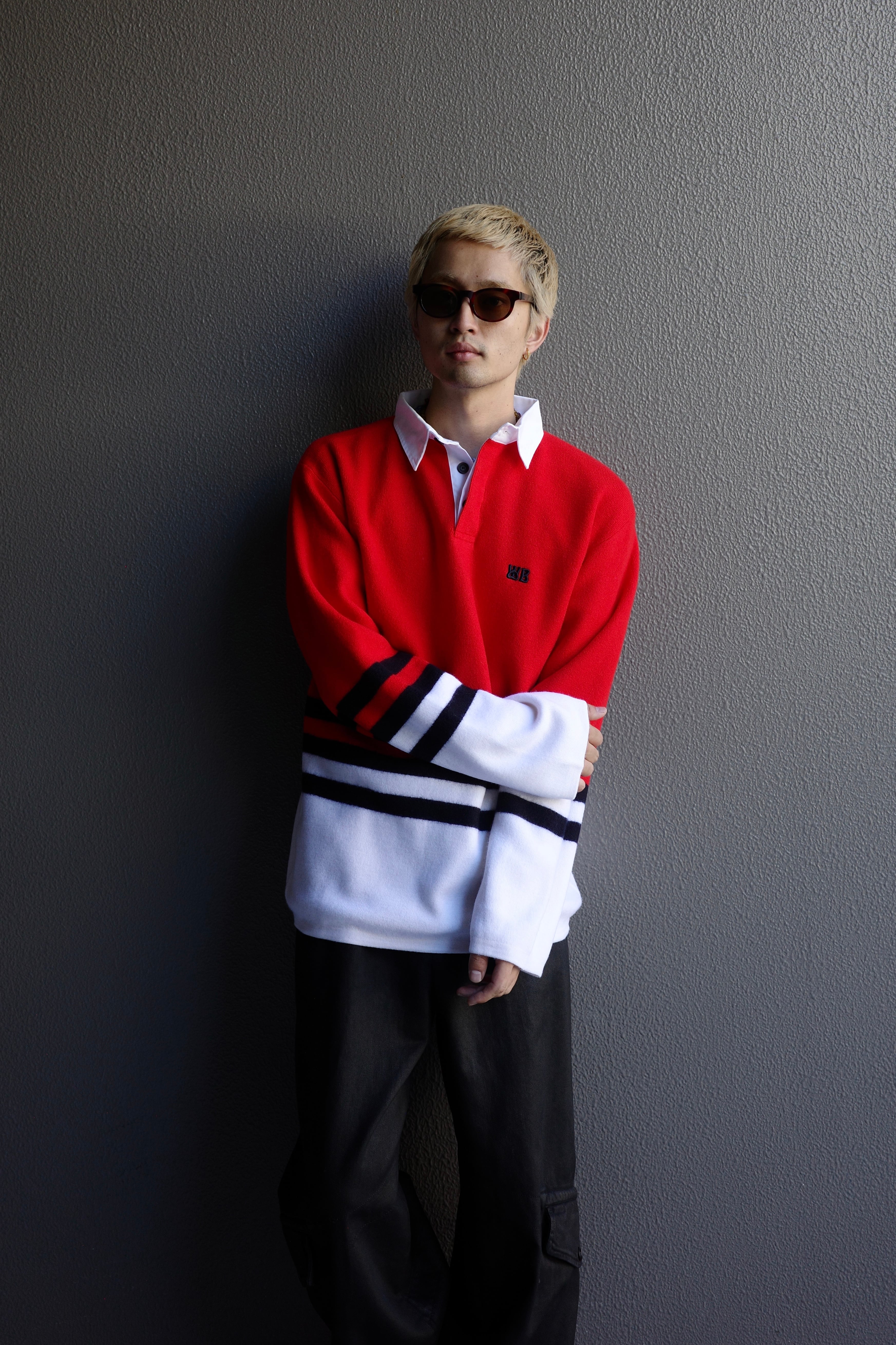 WALES BONNER【WOOL YARN CYPHER POLO -Red Multi-】