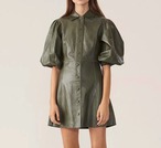 Green Pu vegan Leather dress