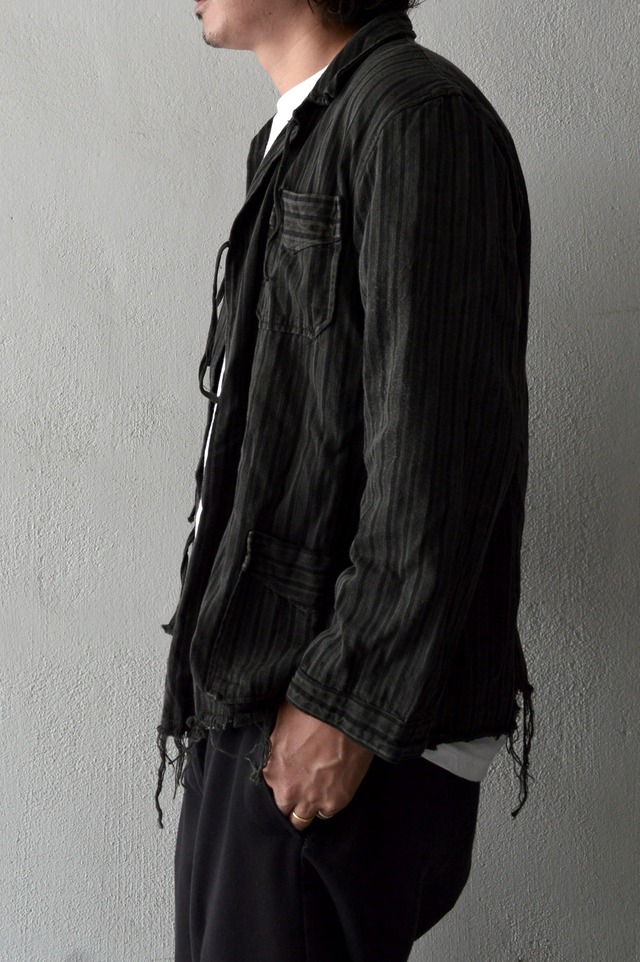 VENTITANK PROJECT Bulgarian Army 1950's-60's Dead Stock Custom Remade & Dyed Sumi Kuro Sleeping Shirt Jacket Type Black ブルガリア軍 スリーピングシャツ ジャケット 50s 黒染め