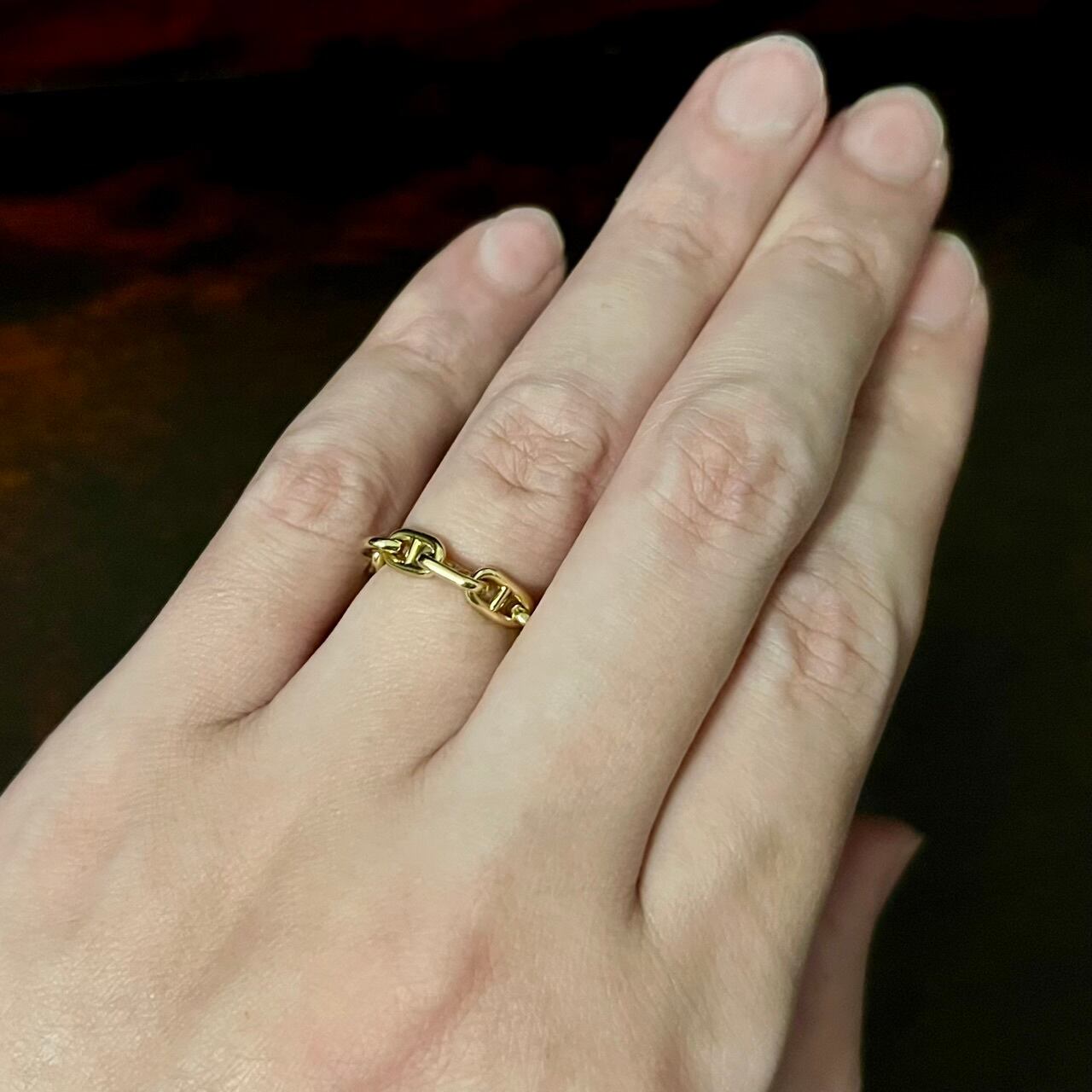 VINTAGE HERMES Chaine d'Ancre Ring 18K Yellow Gold | ヴィンテージ