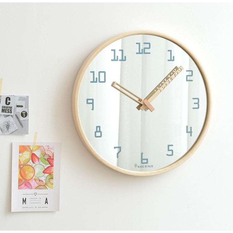 時の芸術　ブルー　北欧　掛け時計　木製　静音時計　スイープ式時計 時の芸術 ブルー 北欧 掛け時計 木製 静音時計 スイープ式時計 【公式