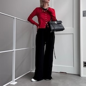 指穴クルーネックスナップボタンCD/レッド