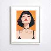 Bob Girl XI｜赤い瞳が印象的なモードポップアートポスター｜個性と彩りで空間をスタイリッシュに演出するインテリアアートA4ポスター