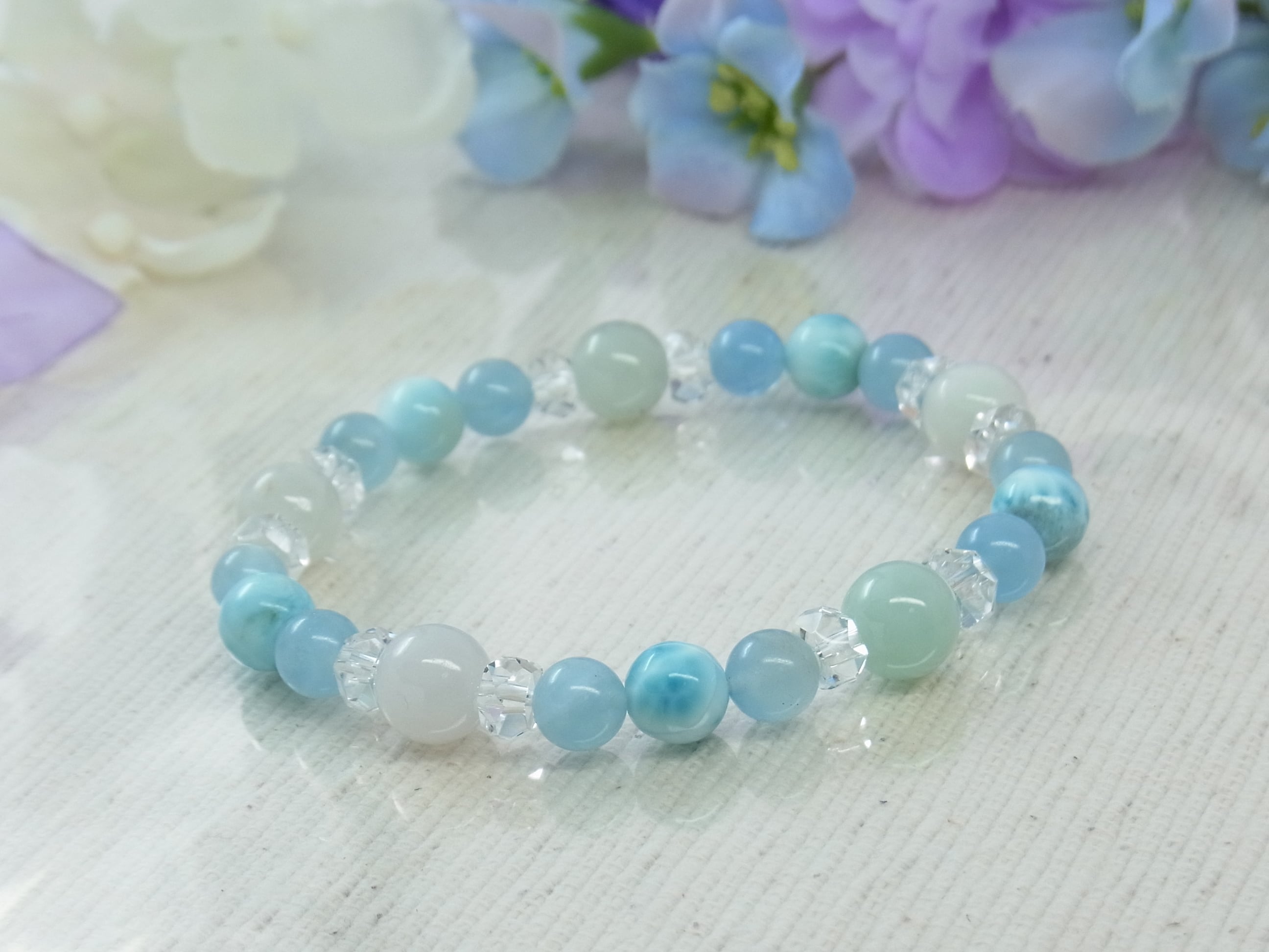 ☆ラリマーサイズアップ♡ラリマー＆ネモフィラ カラーのブレスレット