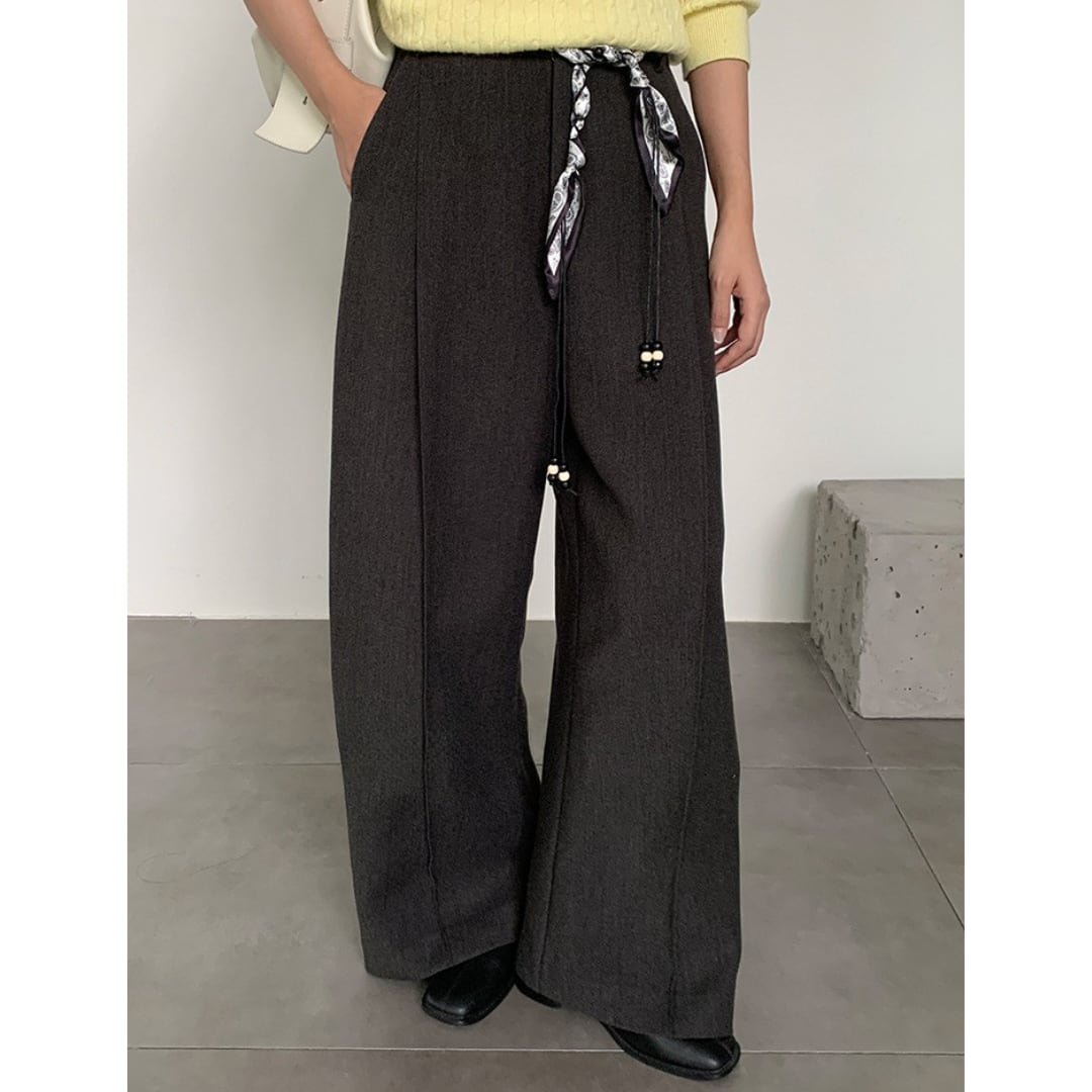 Center press straight long pants G851