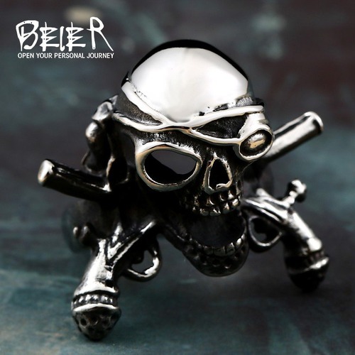 【送料無料】 メンズ リング 指輪 クール バイカー 海賊 スケルトン ステンレス チタン パンク 10000298