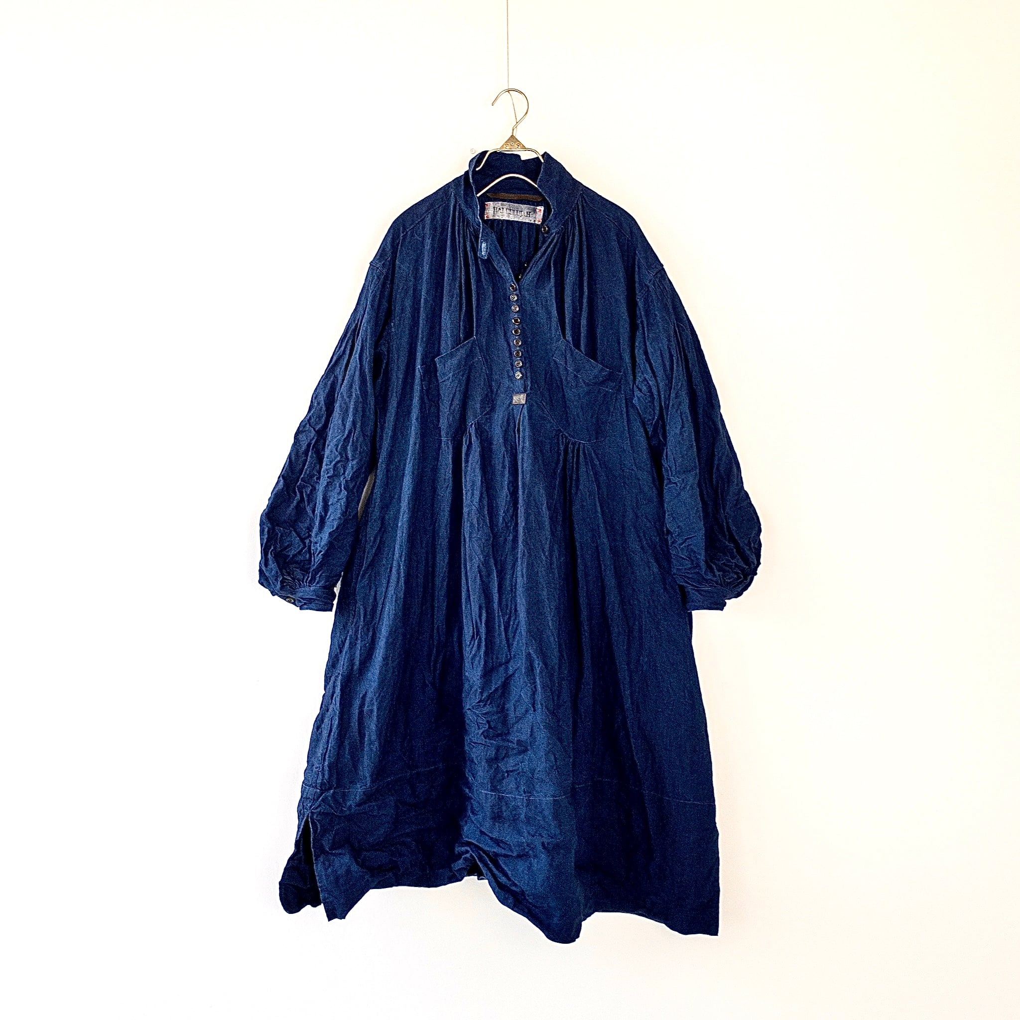 新作 羊飼い リネンシャツワンピース col.charcoal Indigo | リネン服