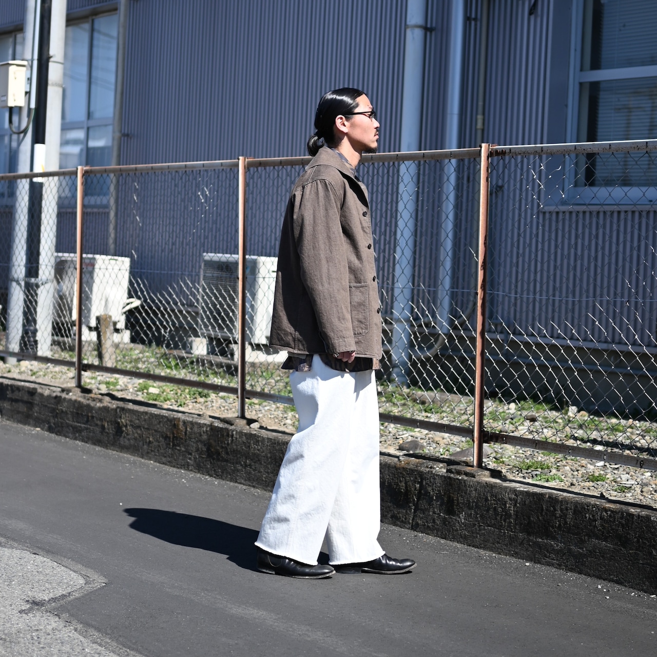 山内 / 流し染めコットンキュプラツイルシャツ スタンドカラー