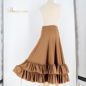 フラメンコ 衣装 ファルダ スカート 無地 茶色 ボランテ フリル 無地 レッスン 練習着 ダンス パーティ 発表会 ペチコート ベージュ カーキ ブラウン系 ベージュ系 カーキ系 フリルスカート おしゃれ ファッション 大人 可愛い レディース フラメンコダンス ステージ衣装 ダンス衣装ダンス発表会