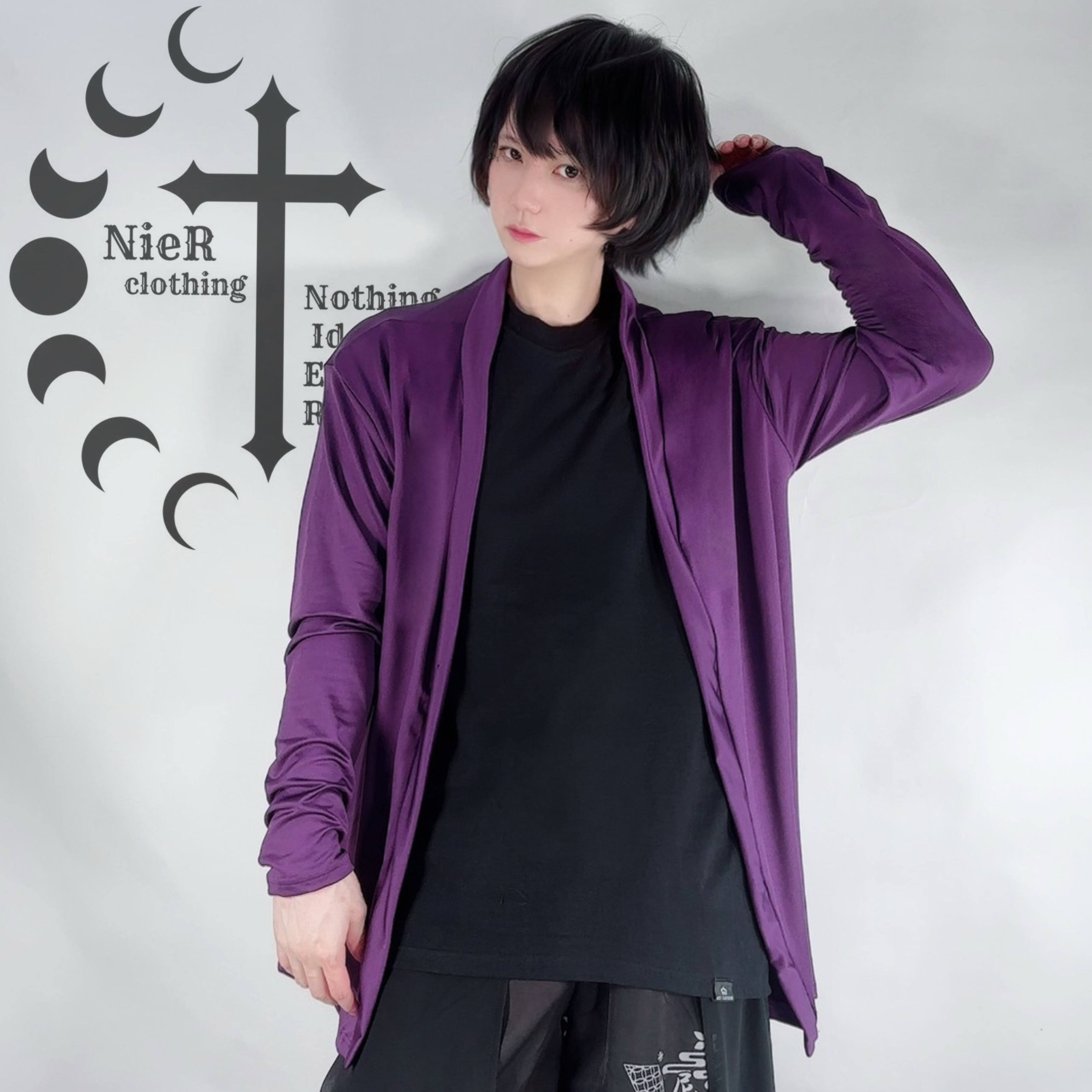 パープルリブの服 DARK PURPLE AIRY SUMMER LONG OUTER | NIER CLOTHING