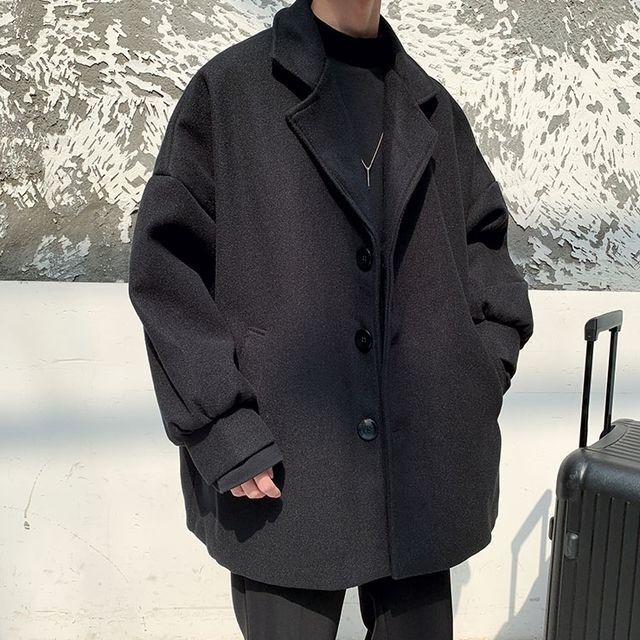 予約販売】ウールコート ジャケット メンズ 秋冬 ショート丈 無地 