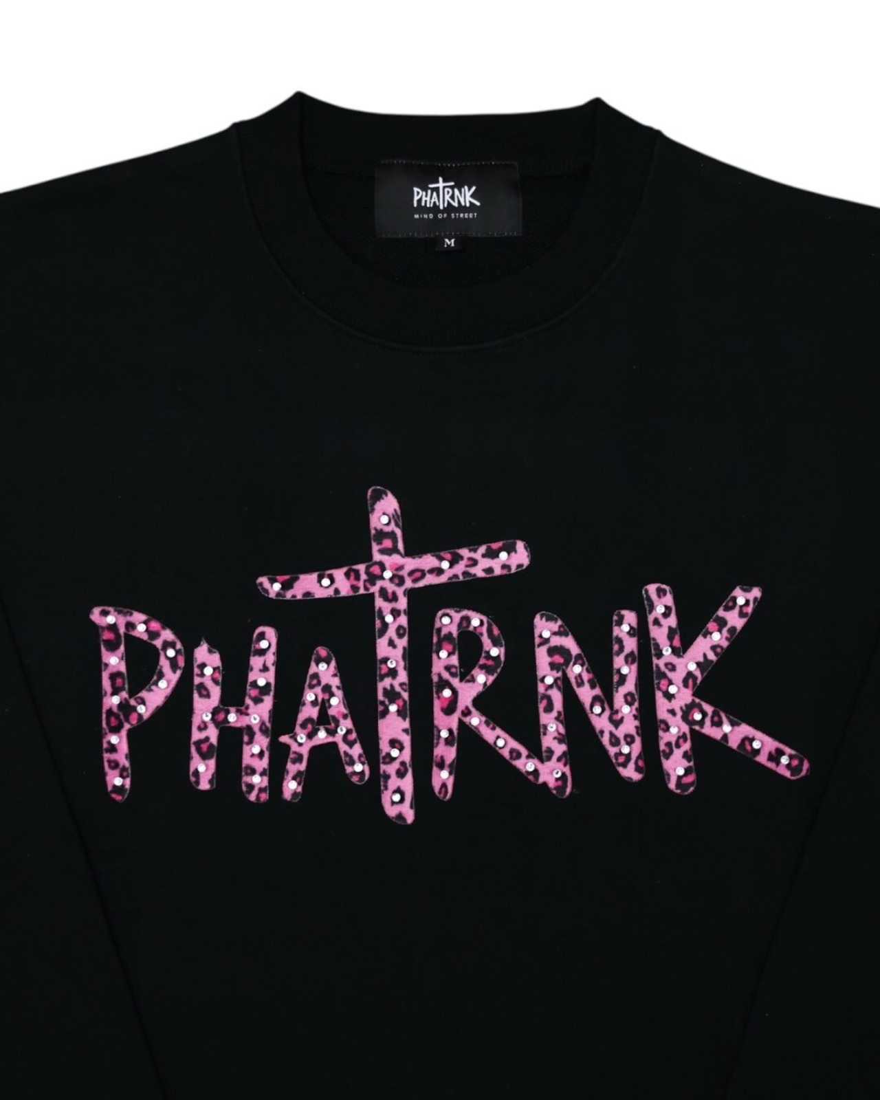PHATRNK LEOPARD RHINESTONE PILE SWEAT SHIRT