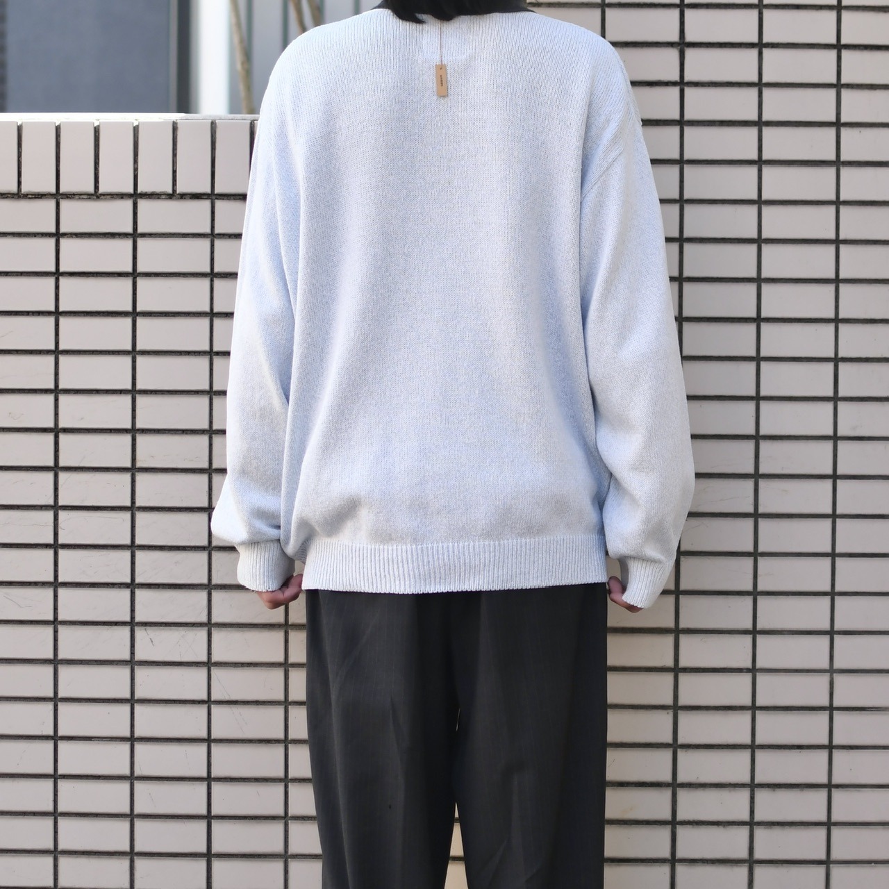 polar bear embroidery cotton cardigan ice gray