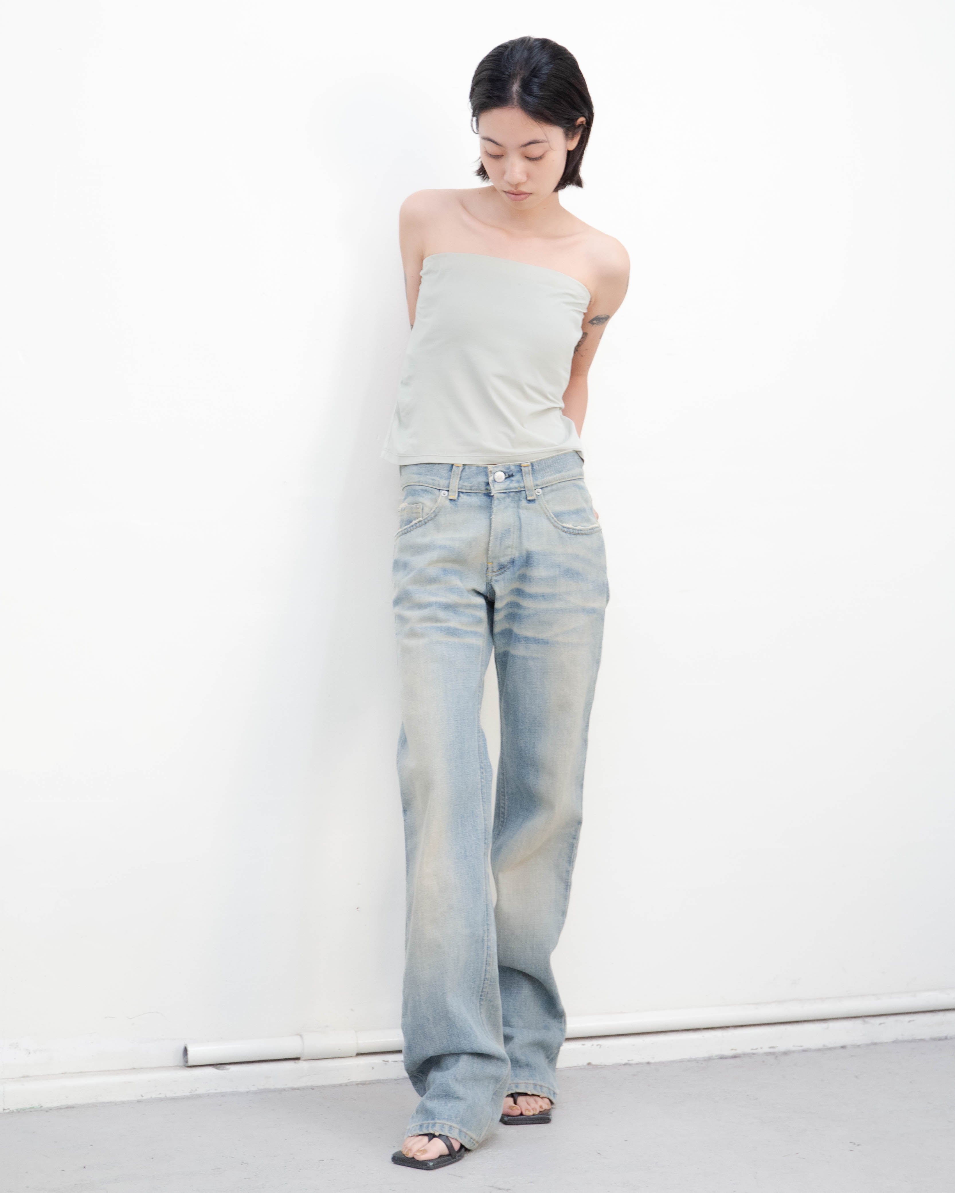 early 2000s HELMUT LANG - vintage sanded broken 5-pocket jeans