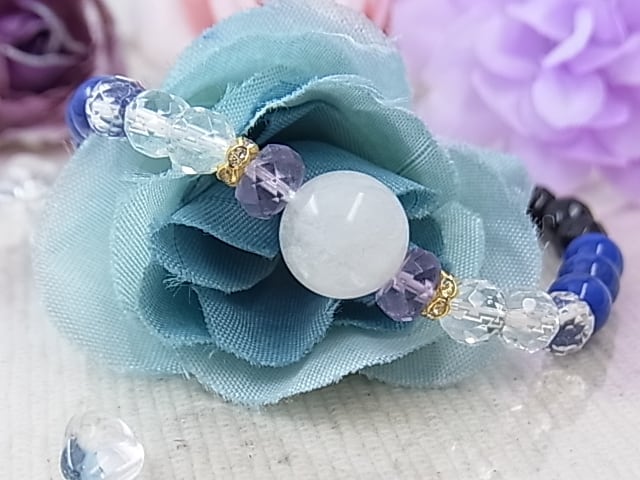 アメジスト アゼツライト パワーストーンブレスレット 内