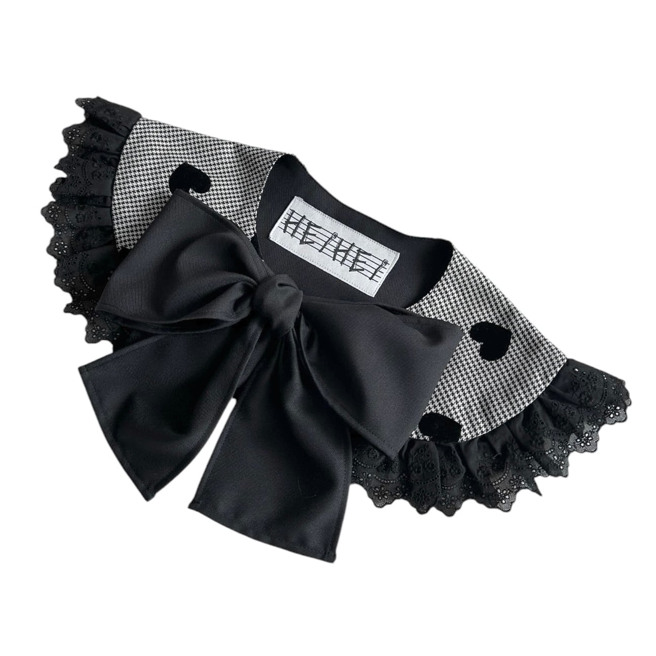 ハートチェックつけ襟　BLACK 001