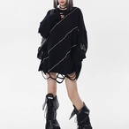 Distressed Knit Sweater, Unisex Loose Fit Crewneck Punk Top (ME303)