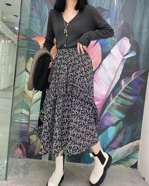 フラワープリントプリーツスカート　AJ1365-9929