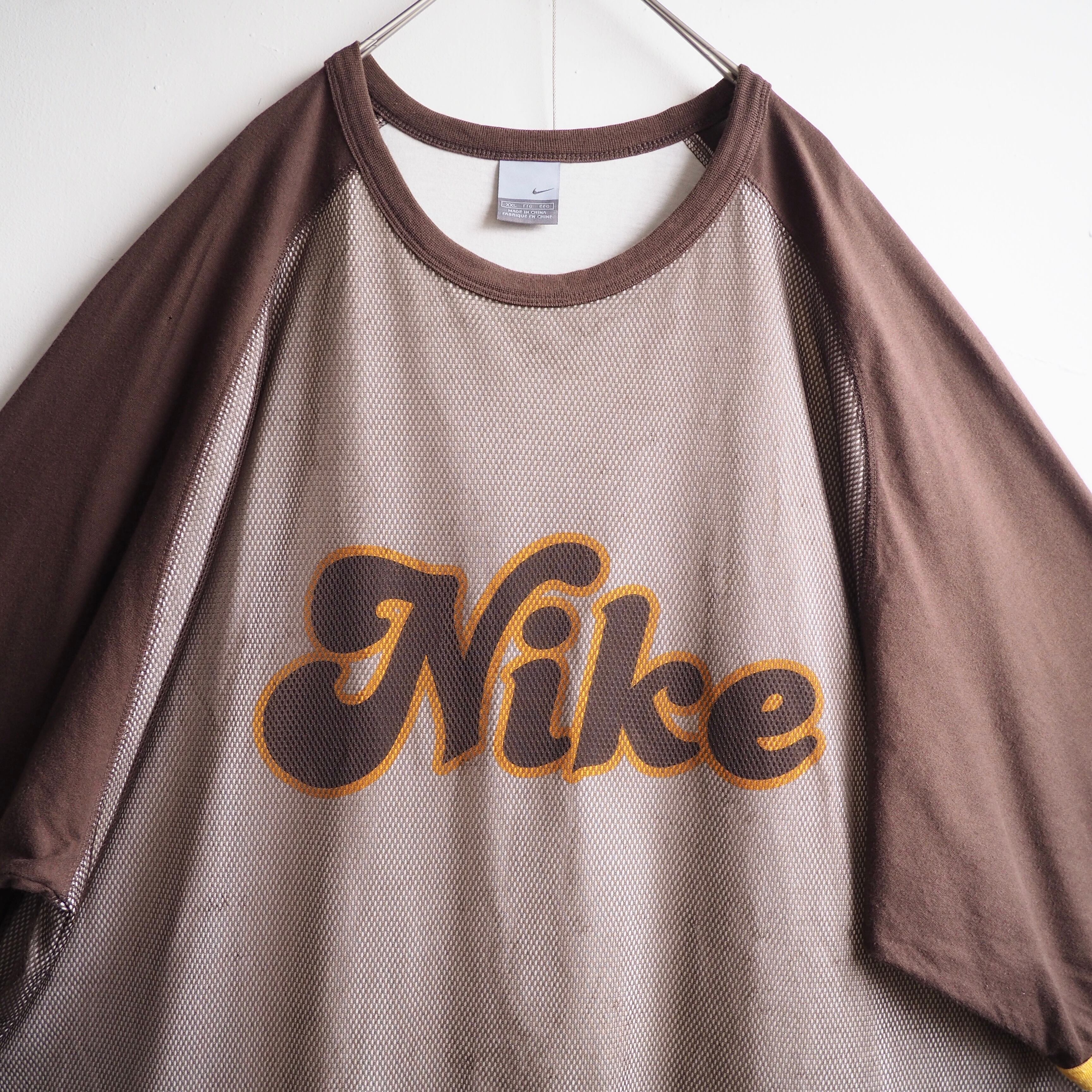 2000s ” NIKE ” Switching mesh Design loose silhouette raglan sleeves Tee