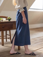 Provence Linen Blend Straight Skirt F0776