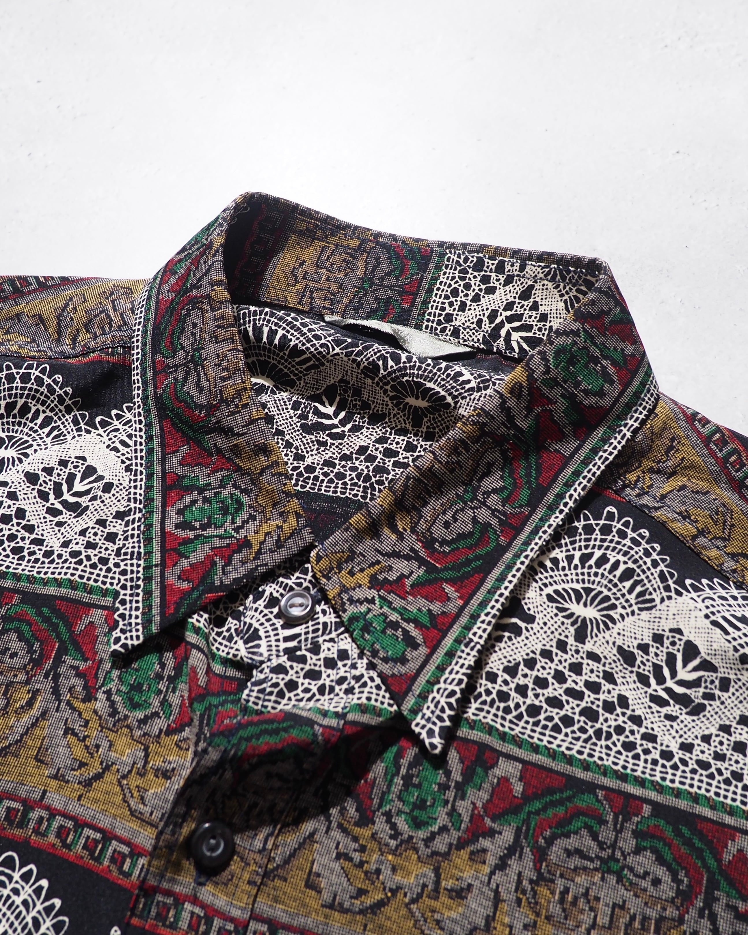 1990s Black mode Geometric pattern Drape loose vintage shirt