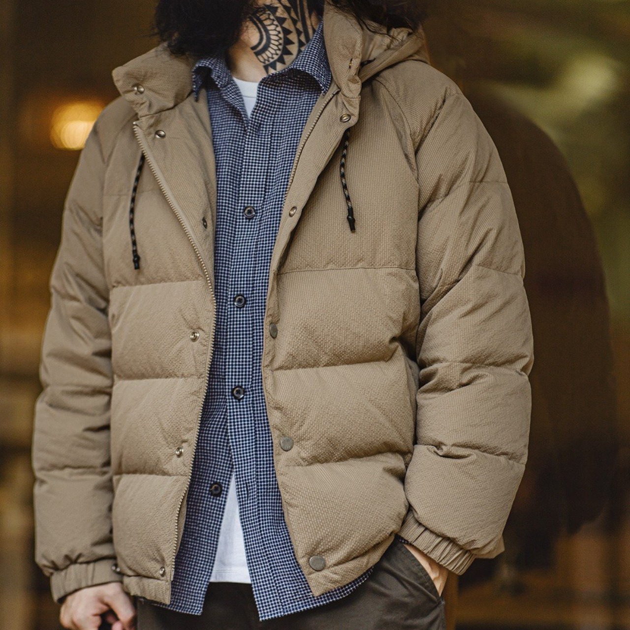 ワイドキルティング・フーデッドダウンジャケット K5613 - 3