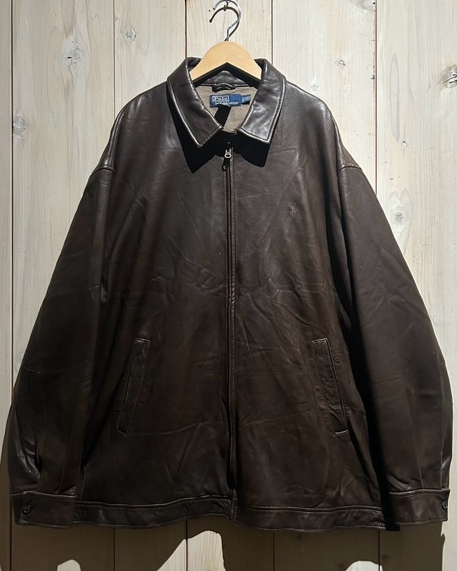 【a.k.a.C.a.k.a vintage】“Polo by Ralph Lauren” Vintage Loose Lamb Leather Jacket