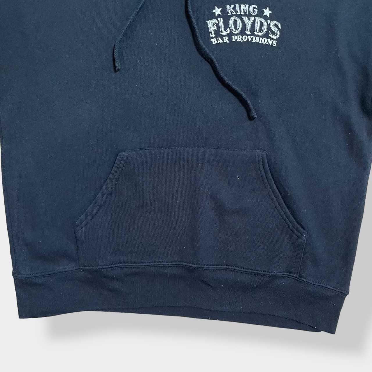 【CANVAS】企業系 企業ロゴ King Floyd's Bar Provisions ワンポイントロゴ バックプリント パーカー プルオーバー スウェット フーディー hoodie S 黒 us古着
