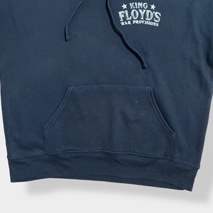 【CANVAS】企業系 企業ロゴ King Floyd's Bar Provisions ワンポイントロゴ バックプリント パーカー プルオーバー スウェット フーディー hoodie S 黒 us古着