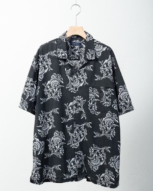 open collar oriental linen-cotton shirt