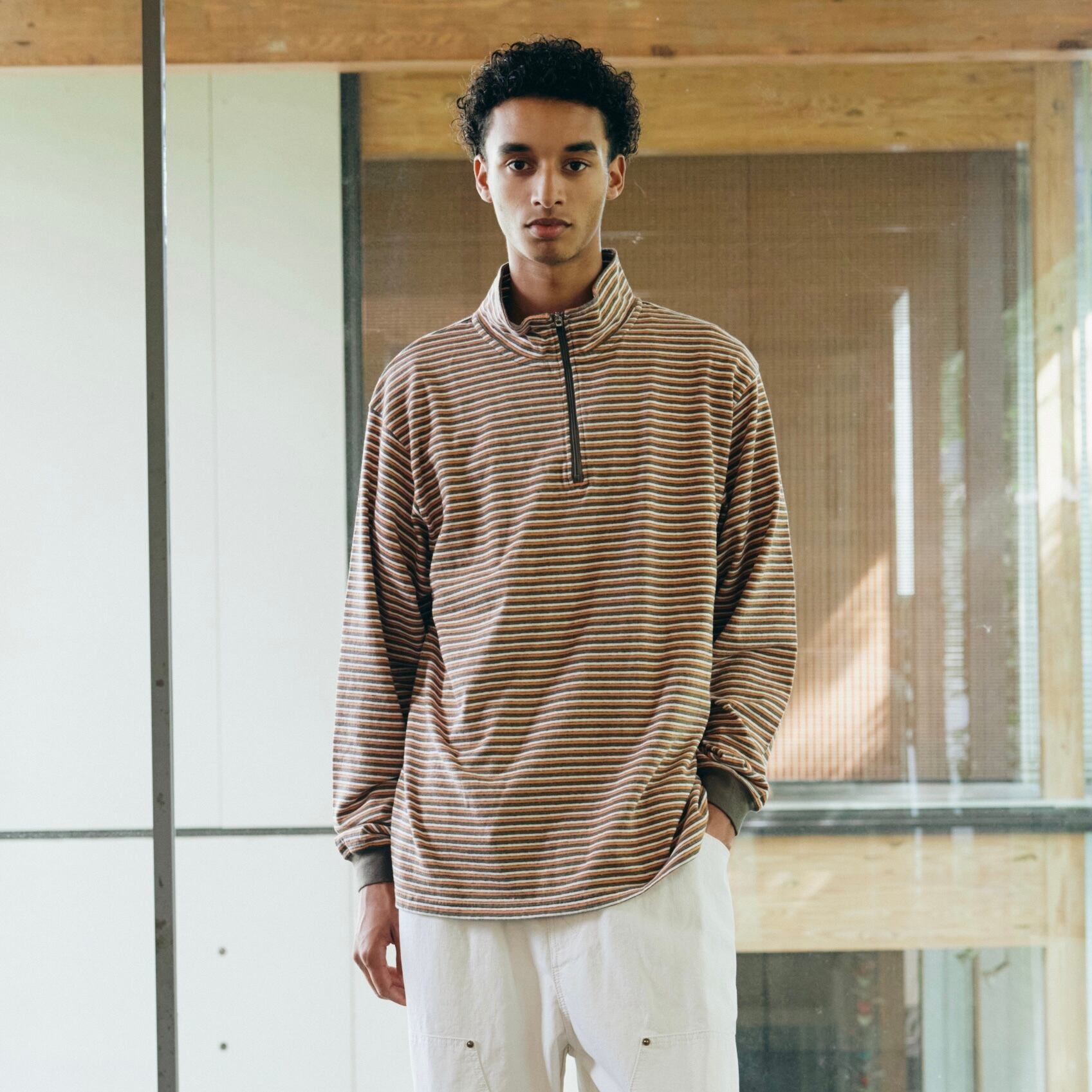 MULTI BORDER L/S STAND ZIP ORANGE