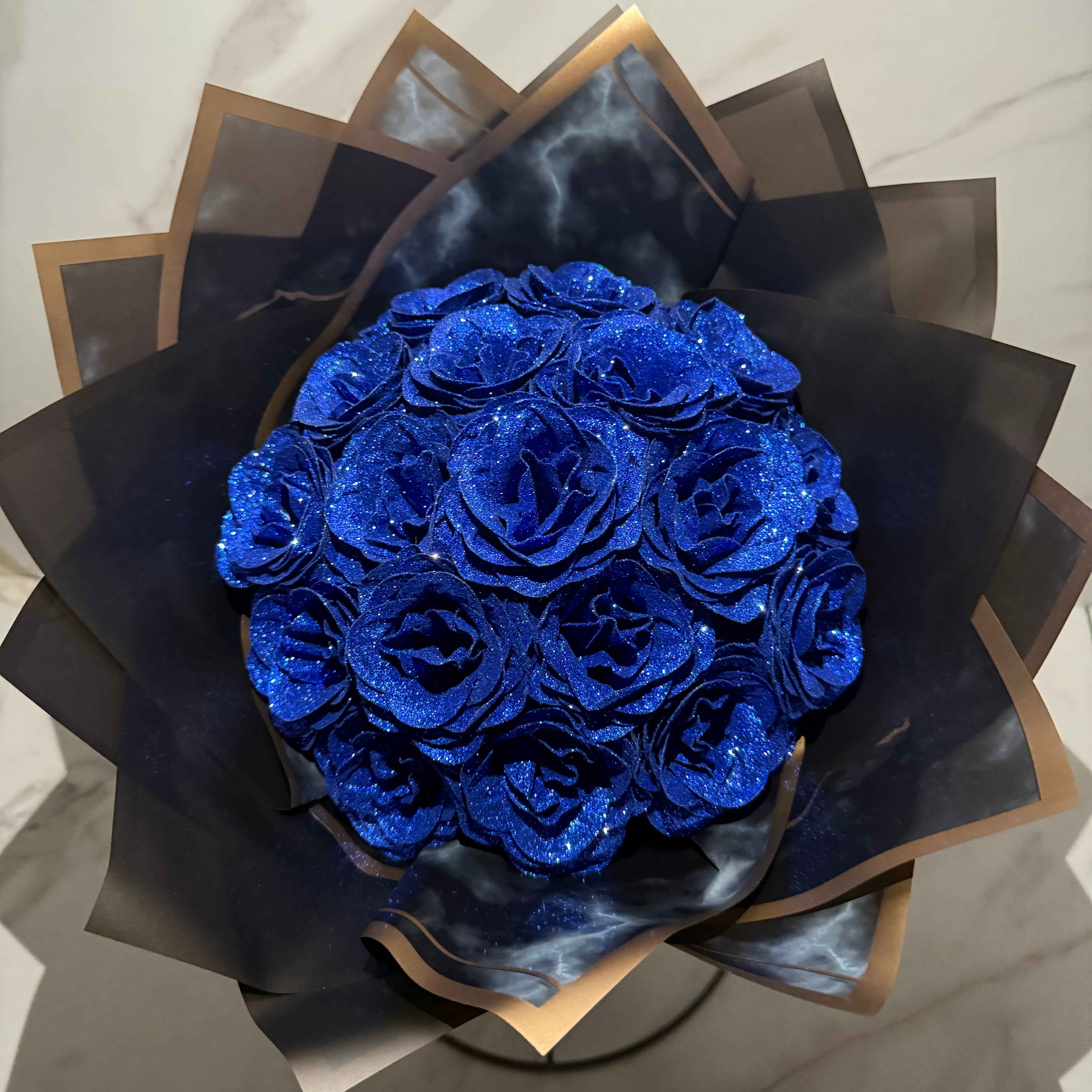 Blue/ブルー】Glitter roes bouquet ブーケ 花束18本 | STRAHLEN