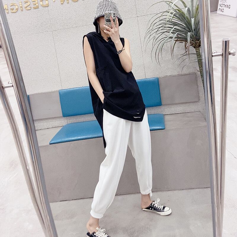 Tシャツ シャツ フードスリーブトップス ルーズパンツ 大きめサイズ ミックスインファッション56786520089