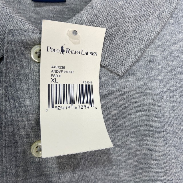 タグ付き未使用 RalphLauren 半袖ポロシャツ ポニーマーク 鼠色 XL