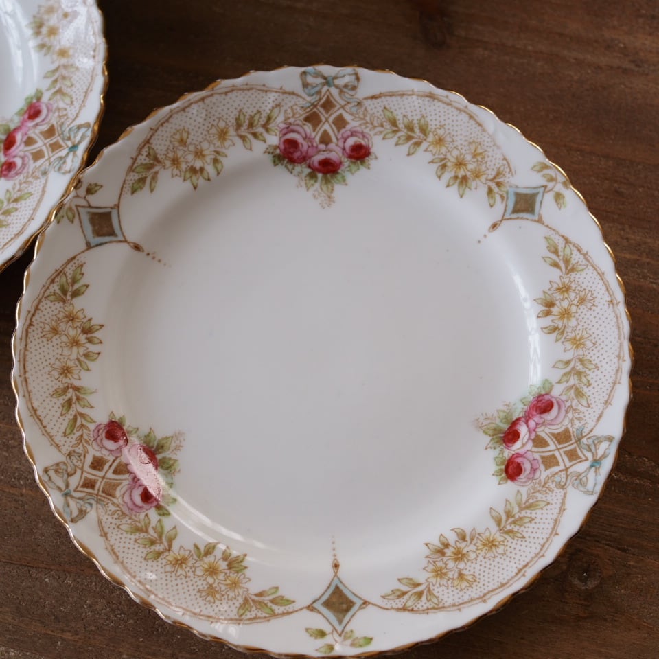 英国サミュエルラドフォードCassina プレート2枚 アンティーク薔薇柄