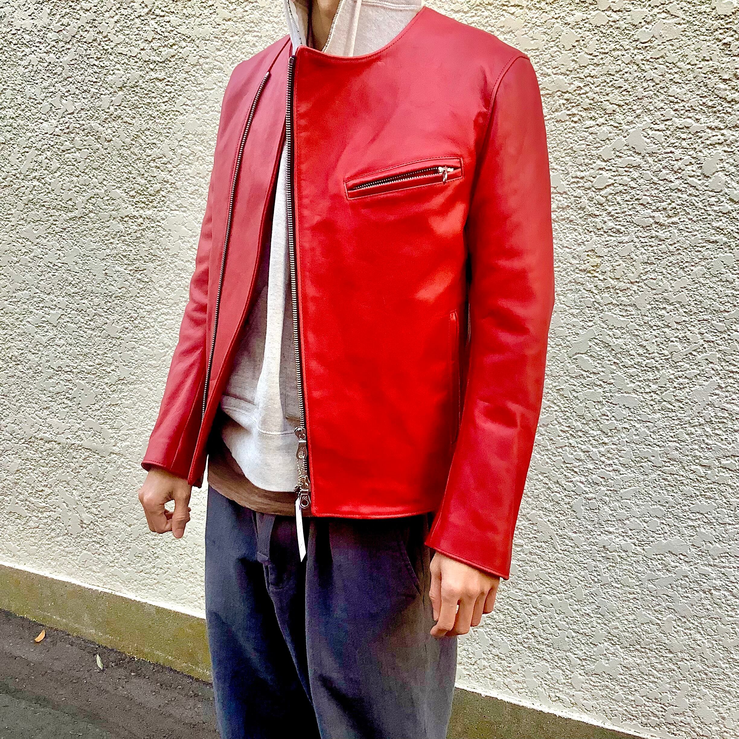 Licht Adel LW-JKT02 Collarless Double Jacket Red leather riders