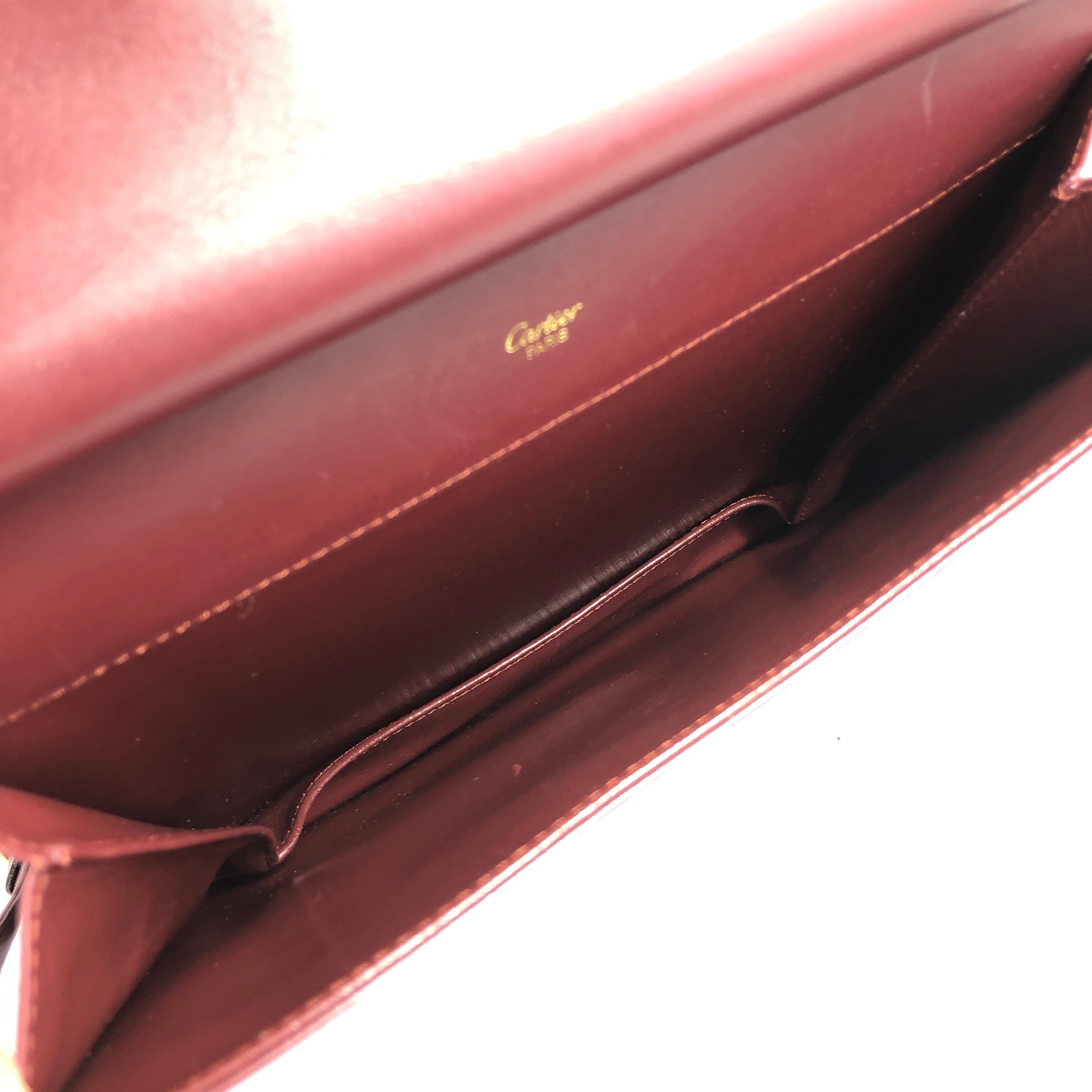 Cartier カルティエ ショルダーバッグ ボルドー ロゴ レザー