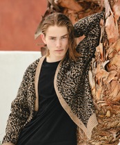 【#Re:room】LEOPARD JACQUARD BIG CARDIGAN［REK133］