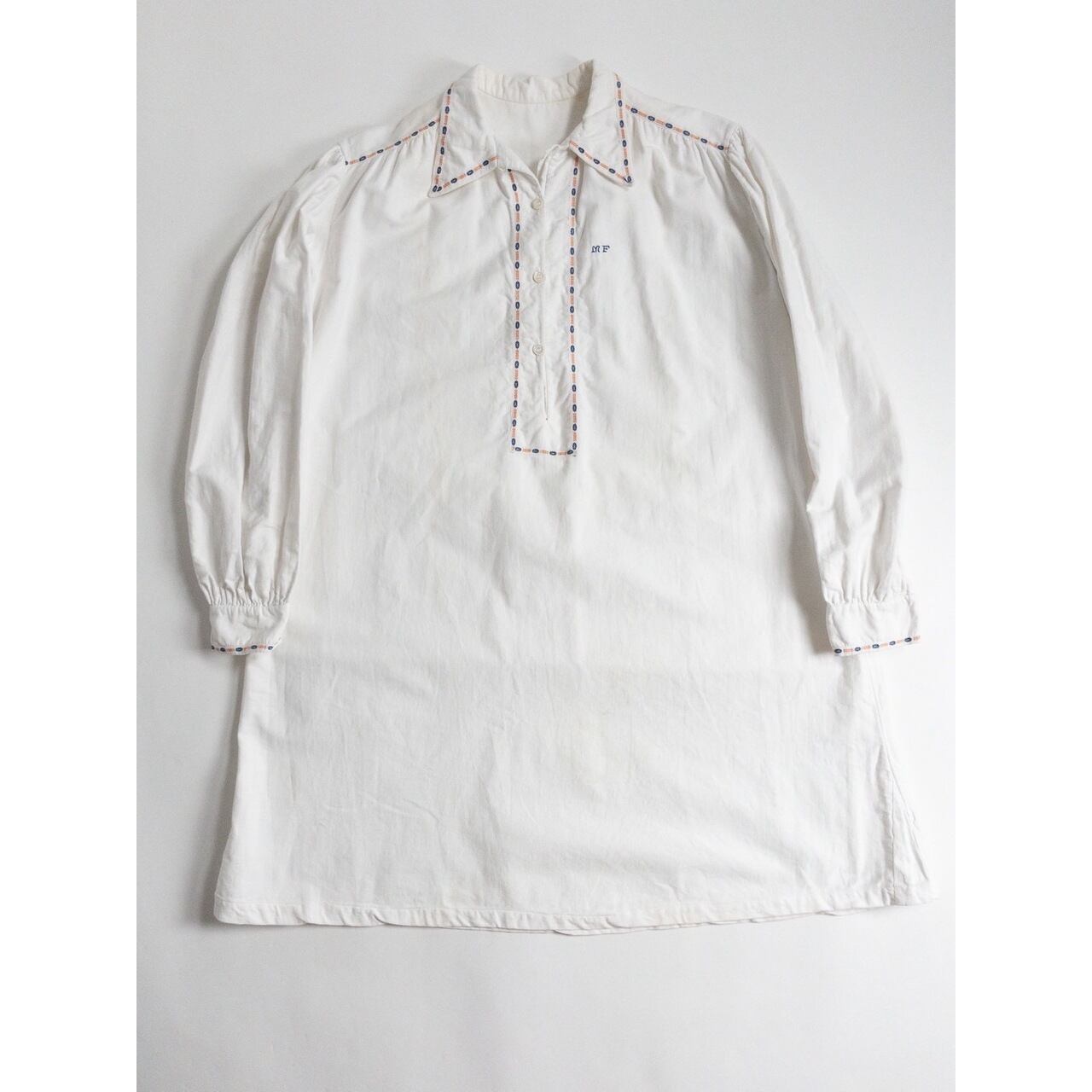 1940s "French Vintage" White Cotton Grandpa Work Shirt