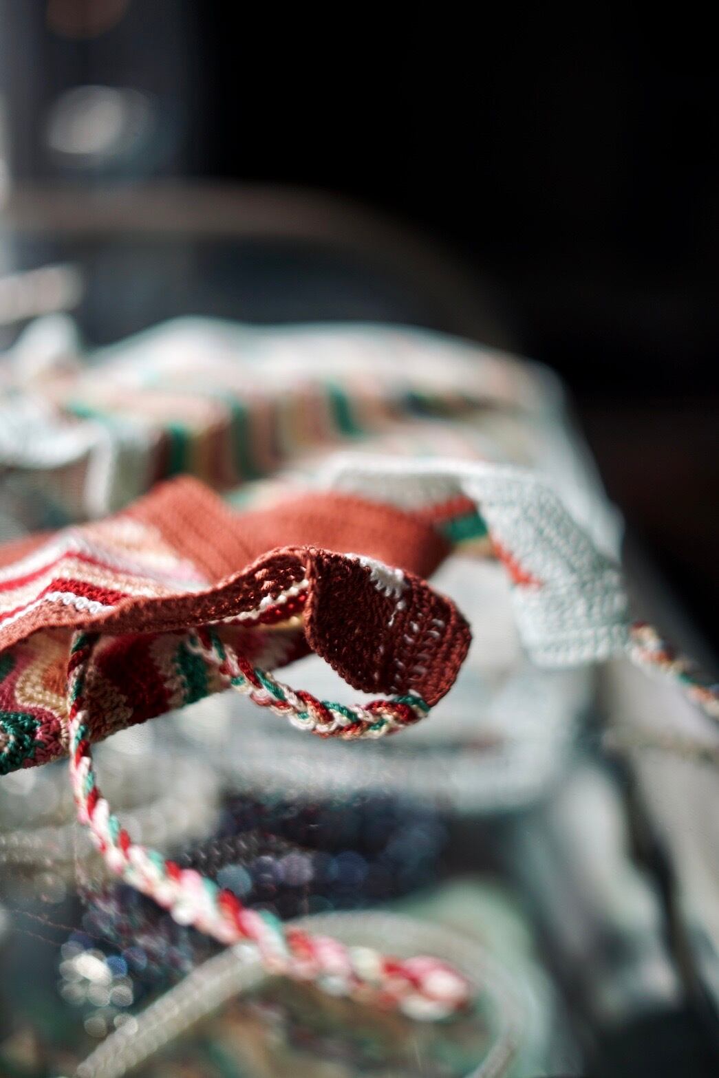 FUMIKA_UCHIDA / Crochet chevron kerchief ( PEPPERMINT , BRICK
