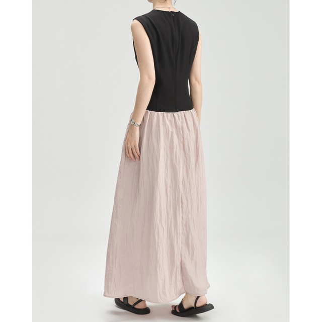 switching design sleeveless dress　L0416