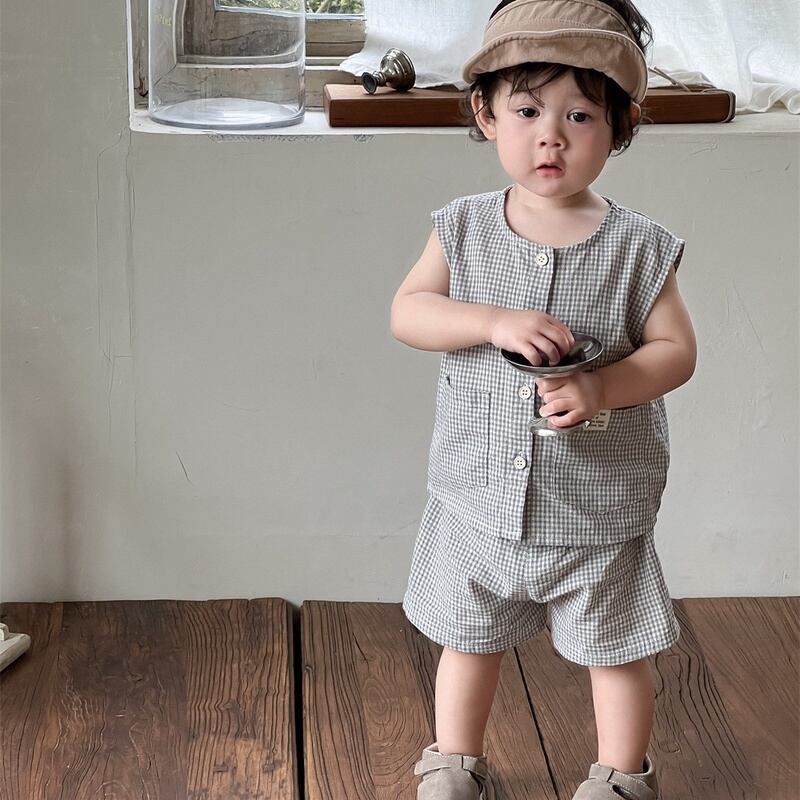 【BABY】韓国風 チェック柄セットアップ