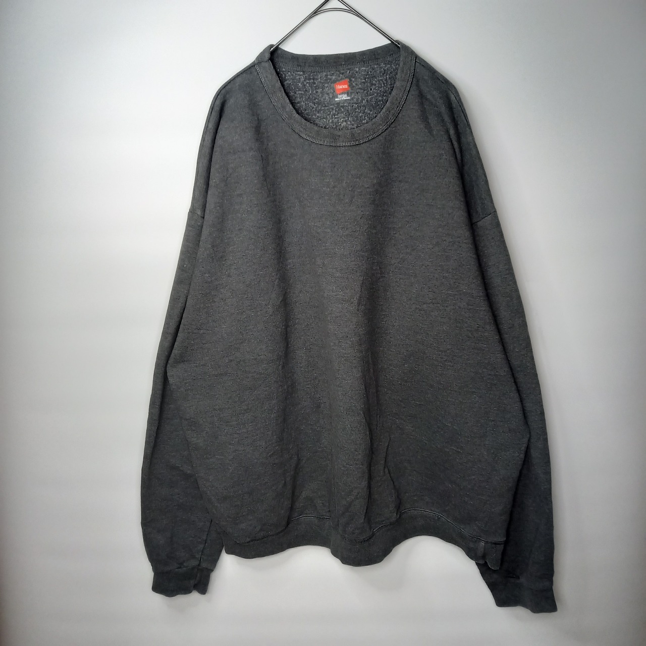 Hanes　クルーネック　スウェット　トレーナー　無地　グレー　L