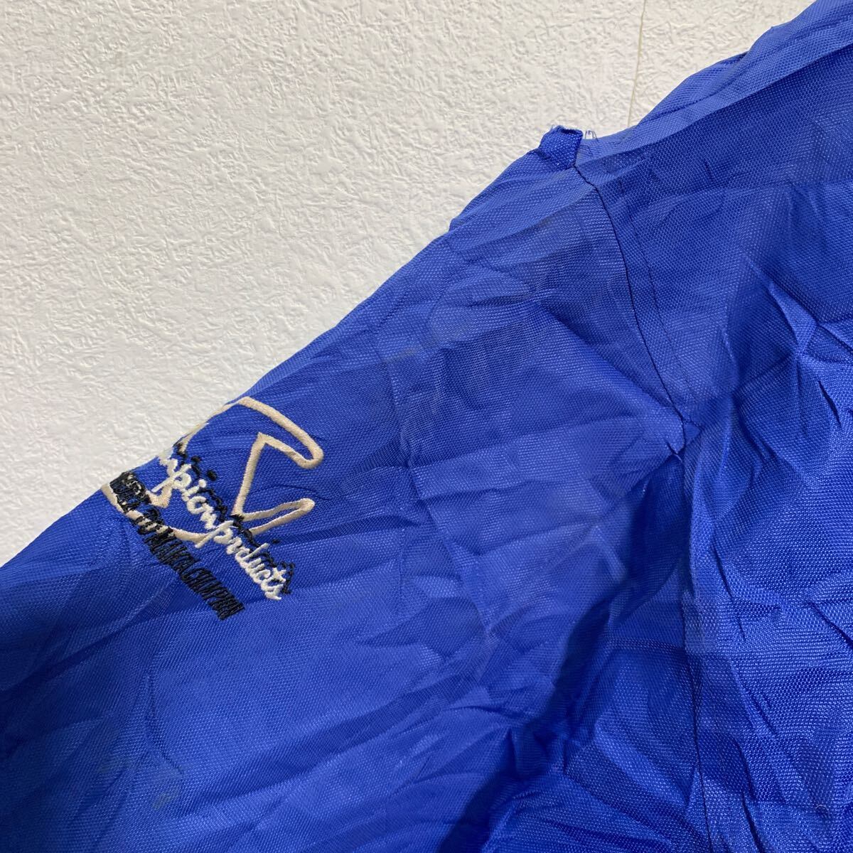Champion 裏ボア ナイロンジャケット M ブルー チャンピオン 袖ロゴ