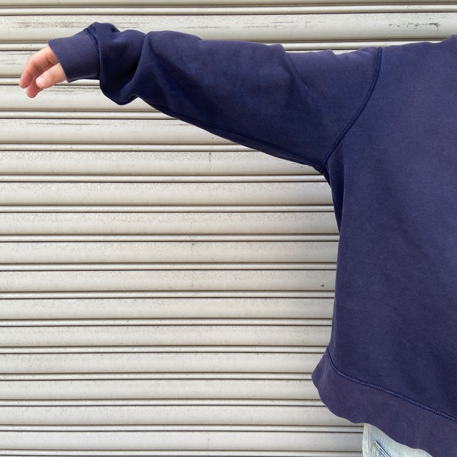 90s ラルフローレン 前Vスウェット ワンポイントロゴ 紺 L フェード